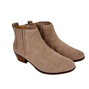 Jack Rogers Womens Liddy Waterproof Suede Block Heel Booties Stone Beige size 8